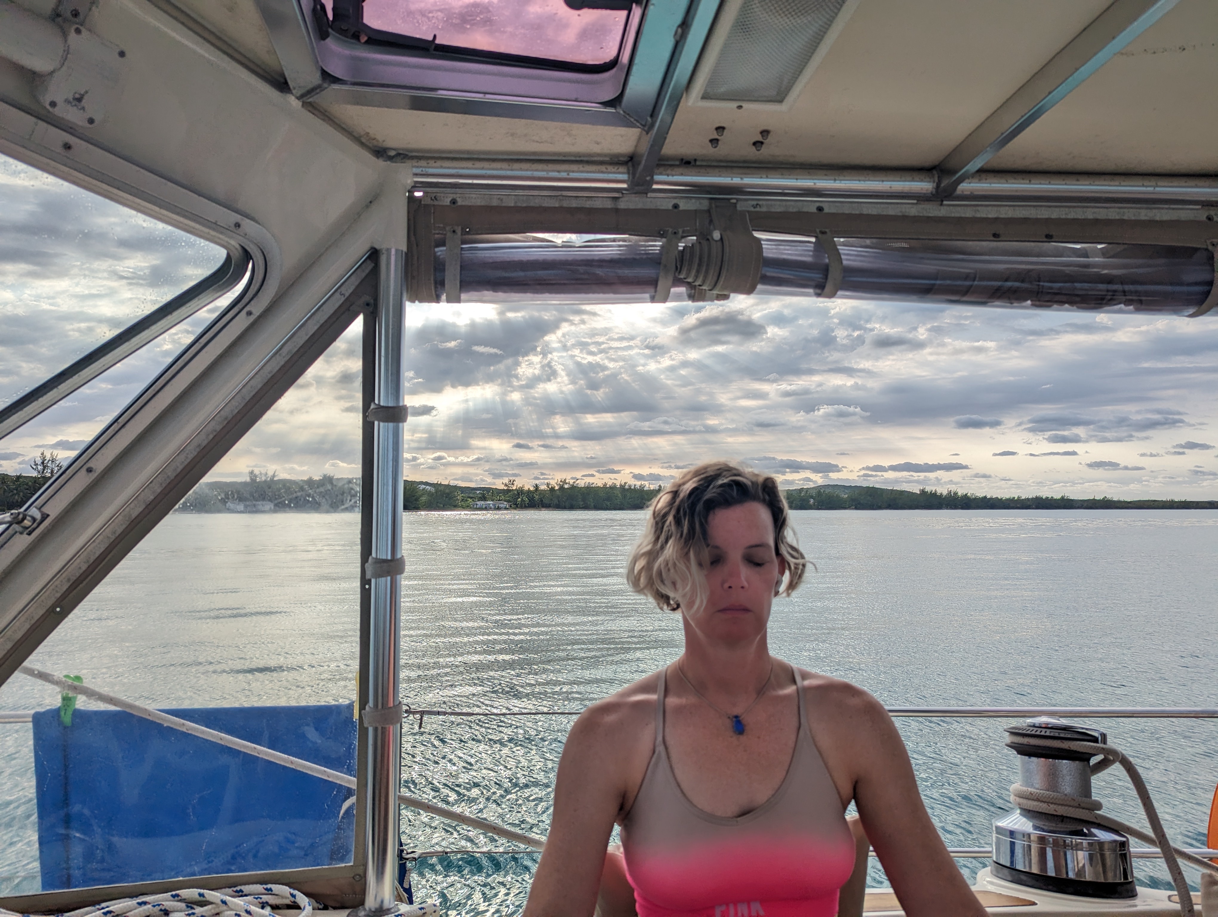A photo Charlie took of me while meditating, somewhere in the Bahamas, 2024